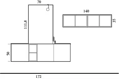 K25 32 - Mobile luxury arredo bagno L 172+140 x P 51/38/20,8 cm personalizzabile COMPAB