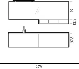 K25 36 - Mobile luxury arredo bagno L 173 x P 51/13 cm personalizzabile COMPAB