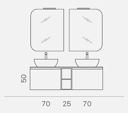 ELY J 61 - Mobile arredo bagno L 165 x P 38 cm personalizzabile ARCOM