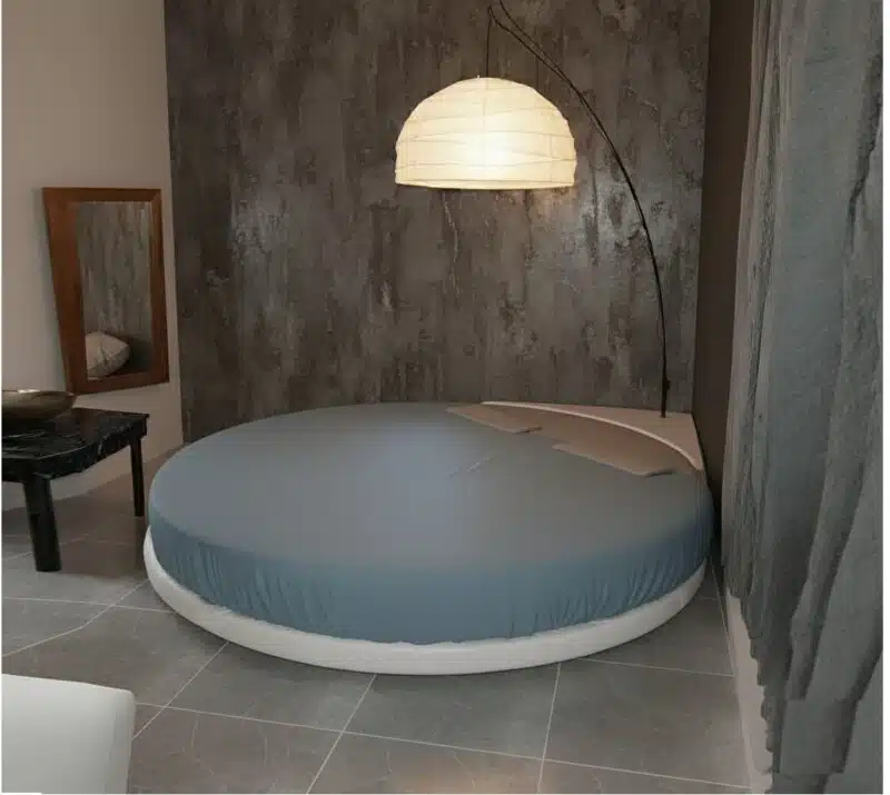 Letto Rotondo Corner moderno con materasso, design contemporaneo per camera da letto - vista angolare