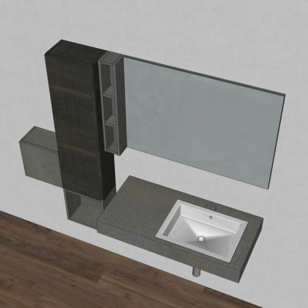 B-GO BG10 Compab - Mobile bagno moderno con mensolone L.188 cm, vista frontale, design minimalista.