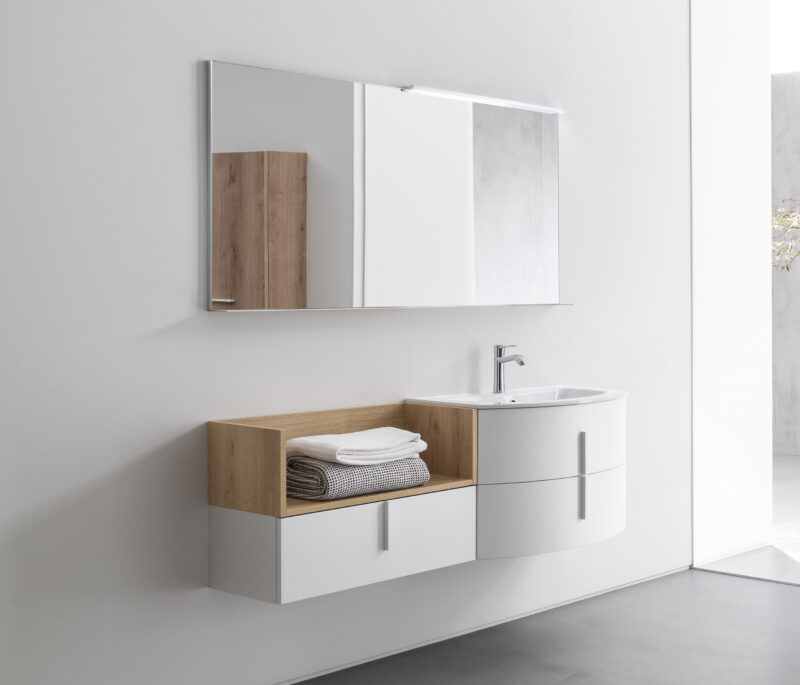 Mobile bagno design curvo COMPAB BD026 con finiture personalizzabili