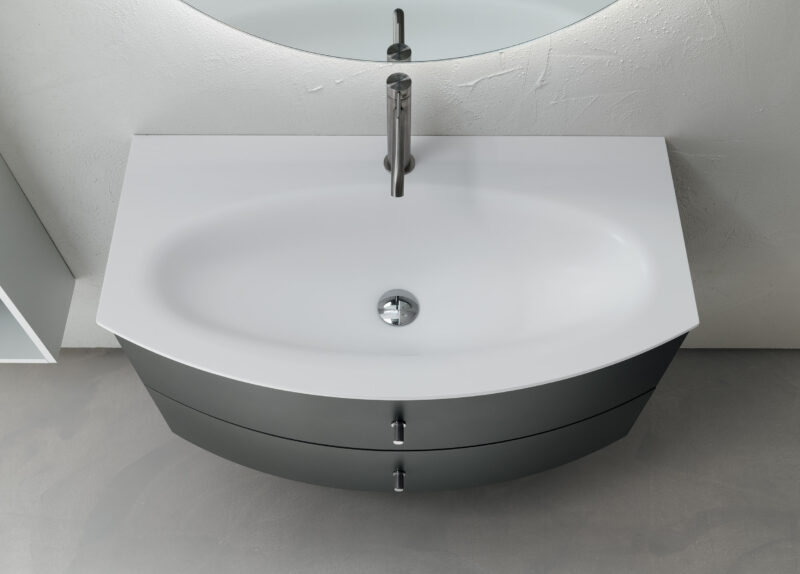 BD027 Bang Corian – Mobile  bagno design curvo stondato L.96 cm COMPAB - immagine 2