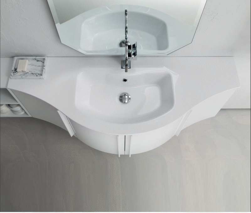 BD028 A608 Versus – Mobile arredo bagno design curvo stondato L.176 cm personalizzabile COMPAB