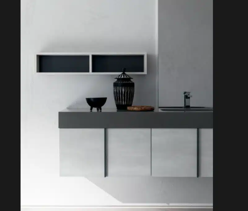 Compab B201 BD007 - Ambientazione mobile bagno design L 156 cm. Stile contemporaneo, arredo bagno elegante e spazioso.