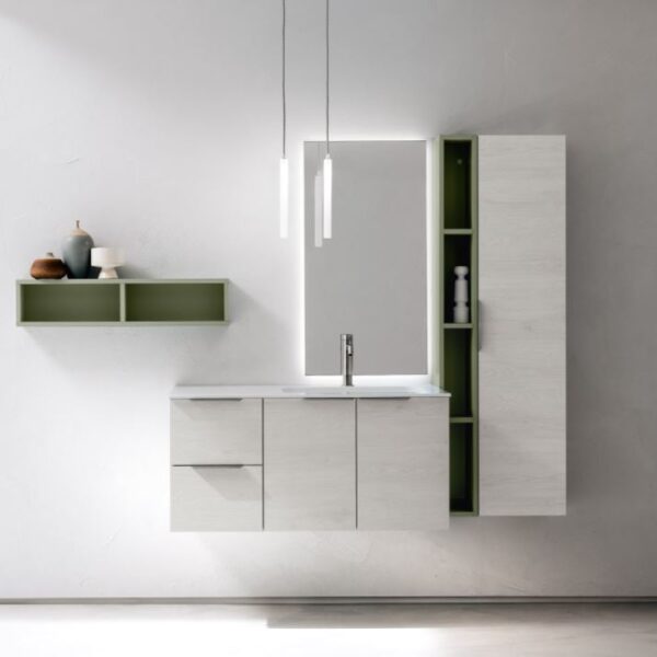 Mobile bagno BD008 COMPAB con lavabo e specchiera Kubica