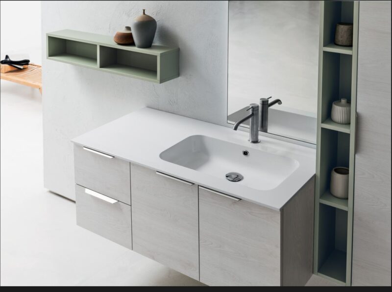 B201 BD008 - Mobile arredo bagno design L 156 x P 51 cm personalizzabile COMPAB - immagine 3