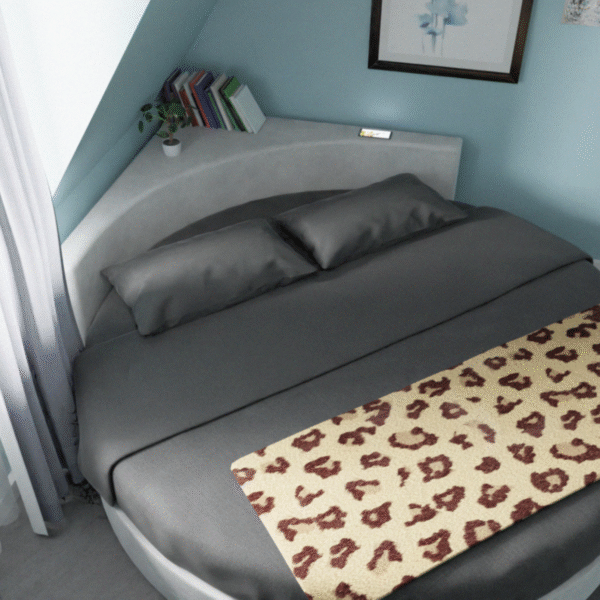 Letto Rotondo Matrimoniale Ring New, design moderno. Vista frontale, materasso incluso, camera da letto elegante.