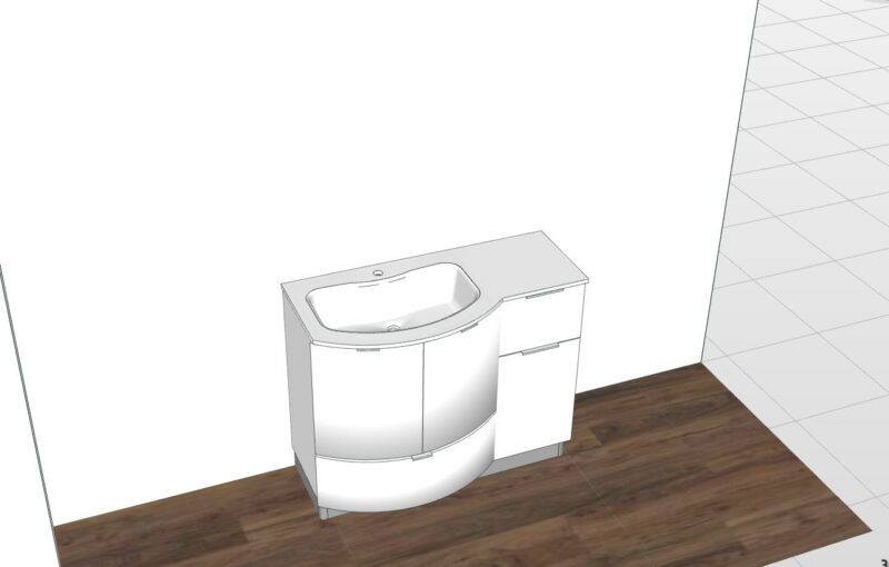 CHEN CN9 – Mobile arredo bagno design curvo stondato L.106 cm Bianco Lucido Laccato