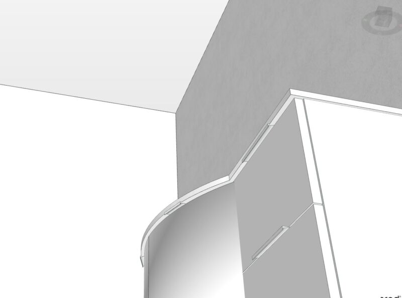 CHEN CN9 – Mobile arredo bagno design curvo stondato L.106 cm Bianco Lucido Laccato - immagine 4