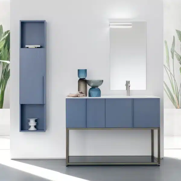 BD013 - Mobile bagno design COMPAB L.120.5, frontale con lavabo integrato, finitura moderna