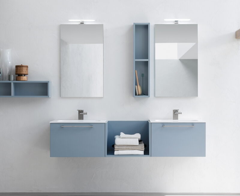 BD016 - Mobile arredo bagno doppio lavabo L.171x46 cm personalizzabile COMPAB