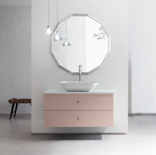 Mobile bagno BD018 COMPAB con specchiera Omega e lavabo ceramica bianca