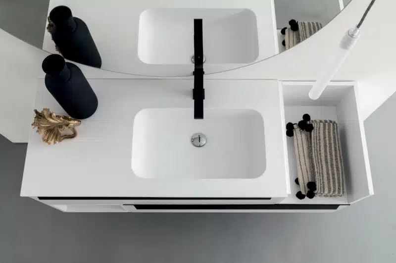 BD029 - Mobile bagno COMPAB L.141x51.5 cm, lavabo integrato. Arredo bagno personalizzato.