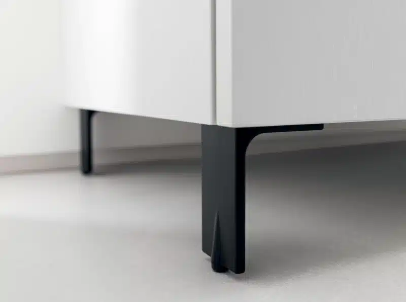 BD004 - Mobile bagno design COMPAB L.96 cm, dettaglio lavabo integrato. Soluzione salvaspazio.