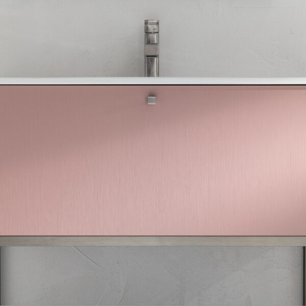 BD015 - Mobile arredo bagno design L.96x46.5 cm COMPAB - vista frontale con lavabo integrato e specchio, design moderno