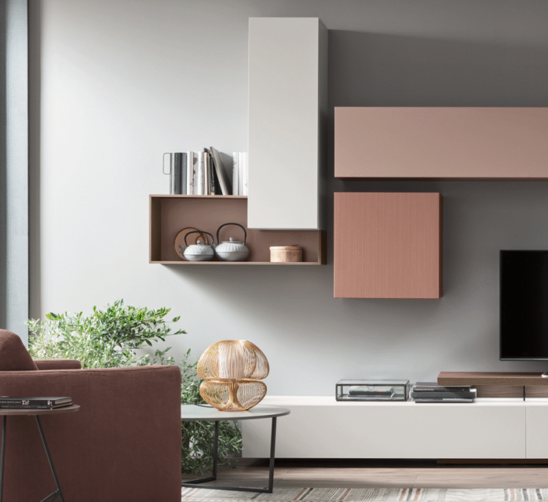 Seta SU2202 - Mobile soggiorno moderno componibile L 378 cm MARONESE ACF - immagine 2