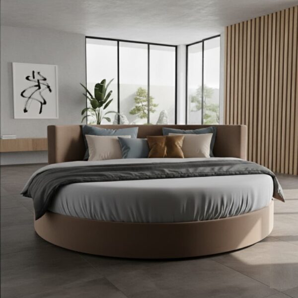 Ring Lord - Letto rotondo matrimoniale con testiera curva materasso tondo 220 incluso