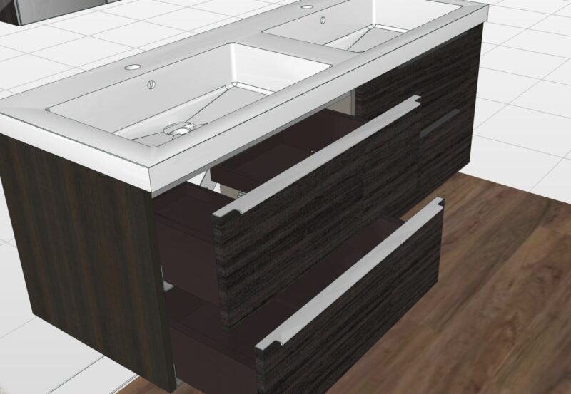 CL027 - Mobile arredo bagno design doppio lavabo L.141 cm personalizzabile COMPAB - immagine 3