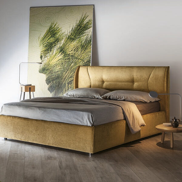 Demetra - Letto matrimoniale con testiera design morbida by RigoSalotti