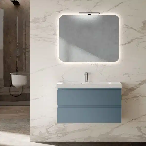 Mobile Bagno Salva Spazio EVO Baxar 91.5cm con Lavabo Design - vista frontale, bagno moderno