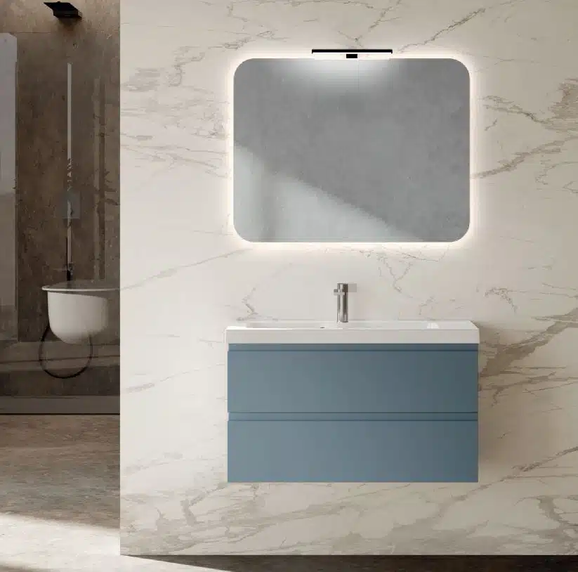 Mobile Bagno Salva Spazio EVO Baxar 91.5cm con Lavabo Design - vista frontale, bagno moderno