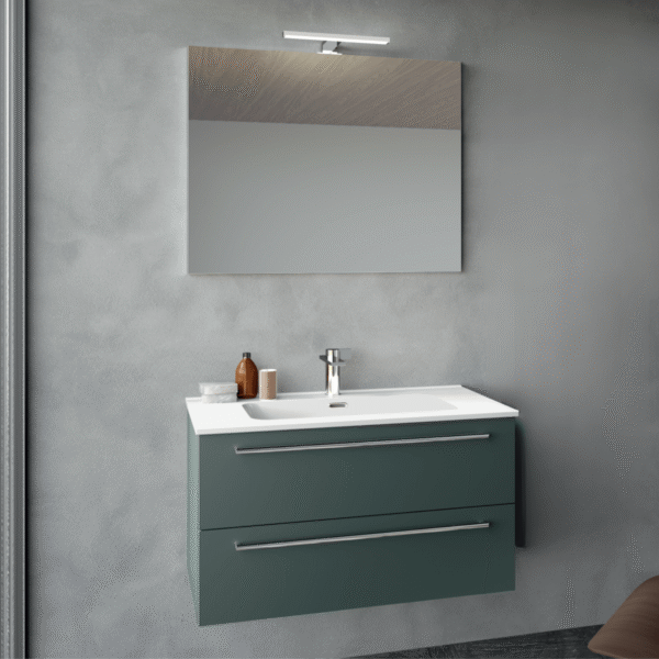 Slim P.46,5 cm - Mobile Bagno Completo da 61 fino a 121 cm incluso Lavabo Ceramica+Specchio+Luce Led
