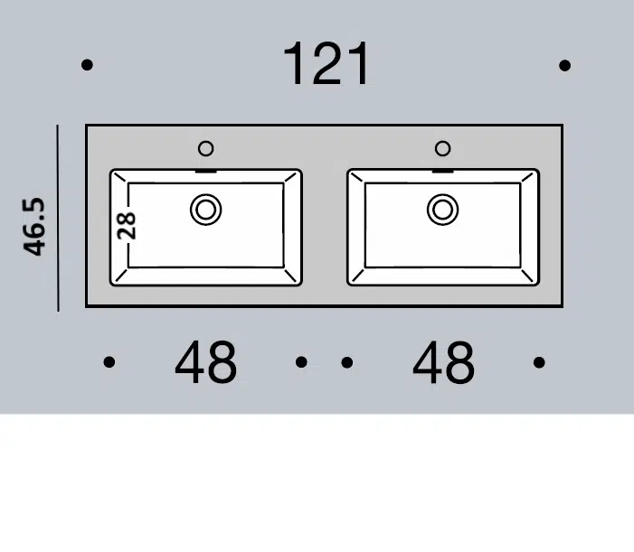 Syntesi L.121 cm - Baxar Design, mobile bagno sospeso, finitura rovere chiaro, design minimale, organizzazione interna