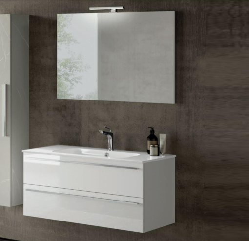 Slim P.51,5 cm - Mobile Bagno Completo da 61 fino a 121 cm incluso Lavabo Ceramica+Specchio+Luce Led