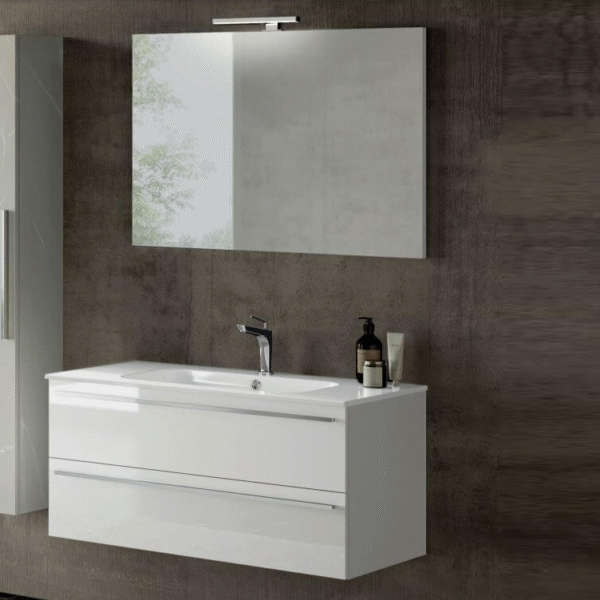 Slim P.51,5 cm - Mobile Bagno Completo da 61 fino a 121 cm incluso Lavabo Ceramica+Specchio+Luce Led