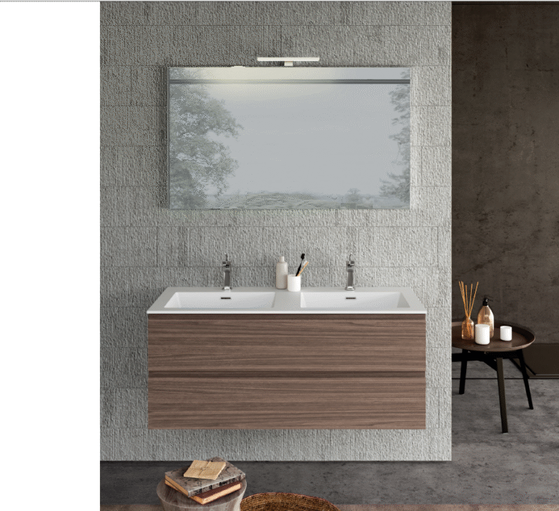 Syntesi P.46,5 cm - Mobile Bagno Doppio Lavabo da L.121 CM Azzurra Baxar - immagine 11