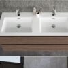 Syntesi P.46,5 cm - Mobile Bagno Doppio Lavabo da L.121 CM Azzurra Baxar - immagine 2