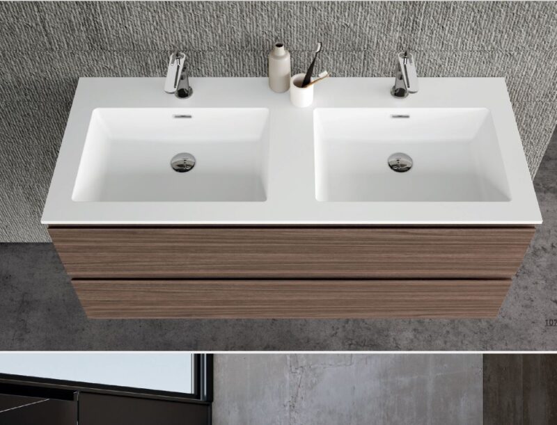 Syntesi P.46,5 cm - Mobile Bagno Doppio Lavabo da L.121 CM Azzurra Baxar - immagine 2
