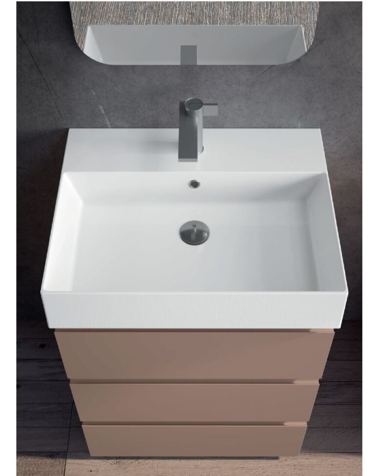 Tube P.46 x L.61 Mobile Bagno Design a Terra a 3 Cassetti con Lavabo in Ceramica - immagine 8