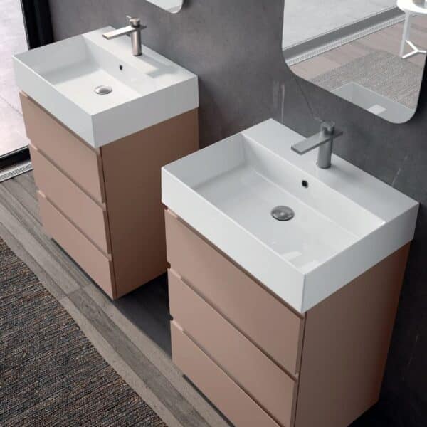 Tube P.46 x L.61 mobile bagno moderno - cassetti con maniglie integrate, finitura opaca