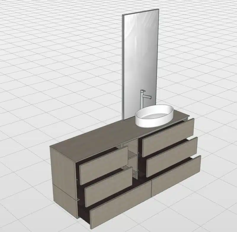 Arcom Pollock 73: mobile bagno con cassetti a chiusura ammortizzata, organizzazione interna, funzionalità