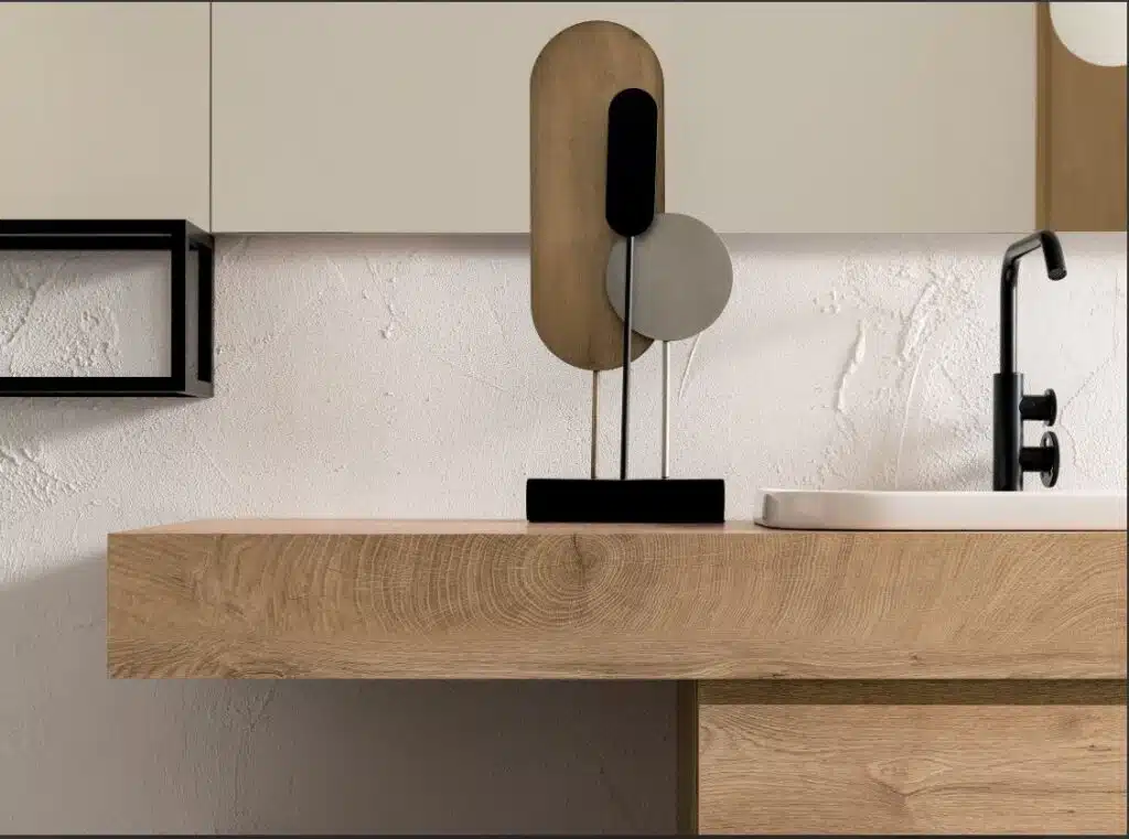 Compab BG007 Mobile Bagno moderno con lavabo ceramica bianco integrato, vista frontale. Design minimalista per arredo bagno.