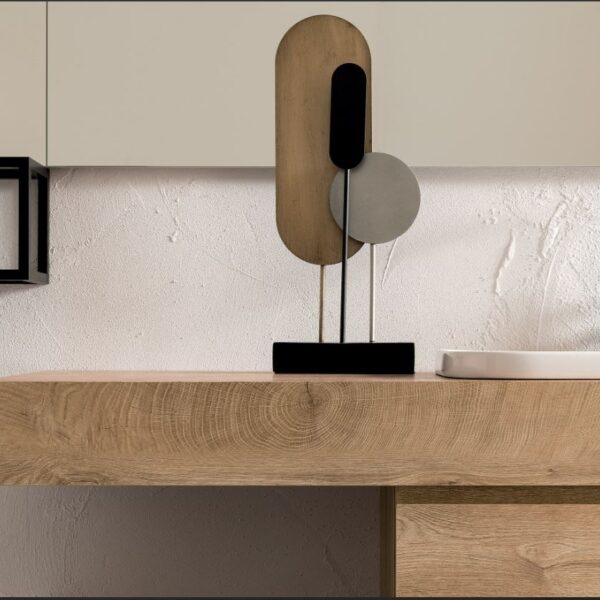 Compab BG007 Mobile Bagno moderno con lavabo ceramica bianco integrato, vista frontale. Design minimalista per arredo bagno.