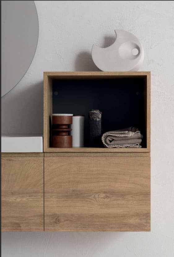 Mobile Bagno Lomadox Con Lavabo In Ceramica 50 Cm, Bianco Lucido, Ante Soft Close, Serie LUTON-56