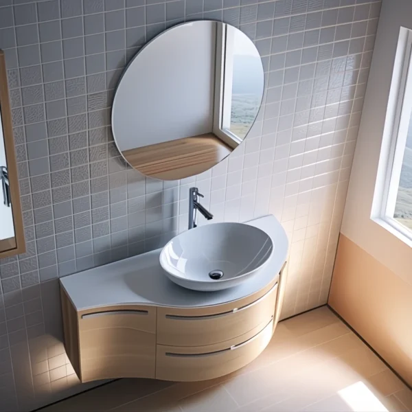 Arcom Bagno Curvo L.125,5 cm Personalizzabile per Lavabo Appoggio