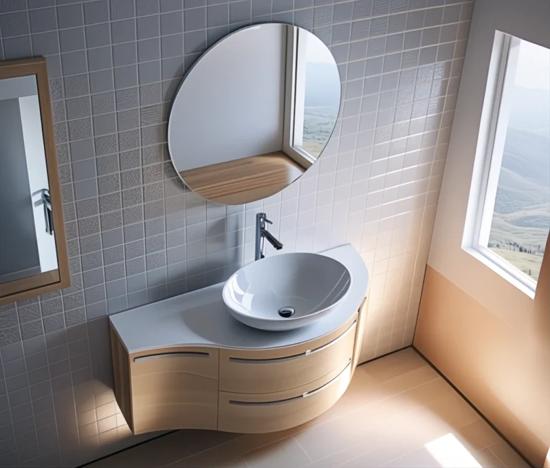 Arcom Bagno Curvo L.125,5 cm Personalizzabile per Lavabo Appoggio