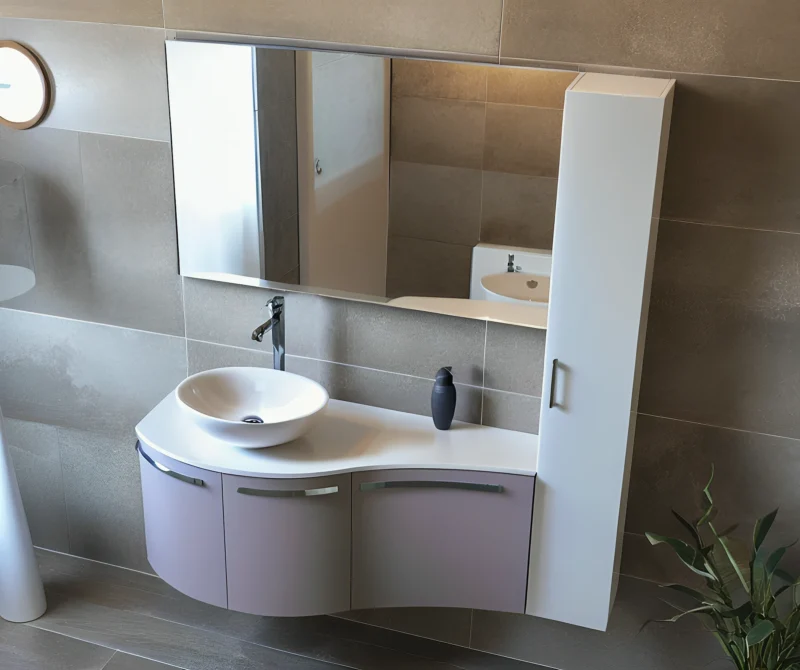 Arcom Bagno Curvo L.145,5 cm Personalizzabile per Lavabo Appoggio