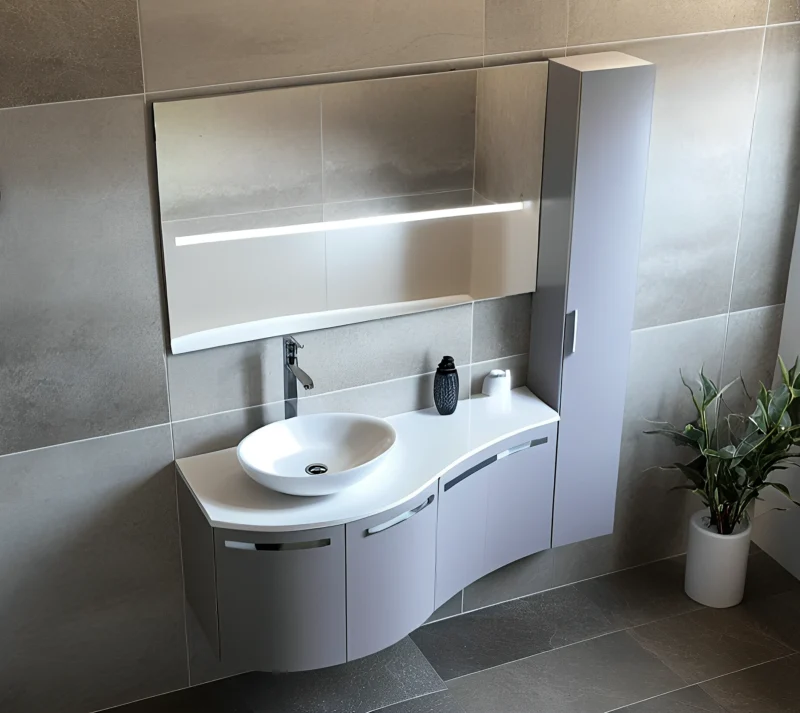 Arcom Bagno Curvo L.145,5 cm Personalizzabile per Lavabo Appoggio - immagine 2