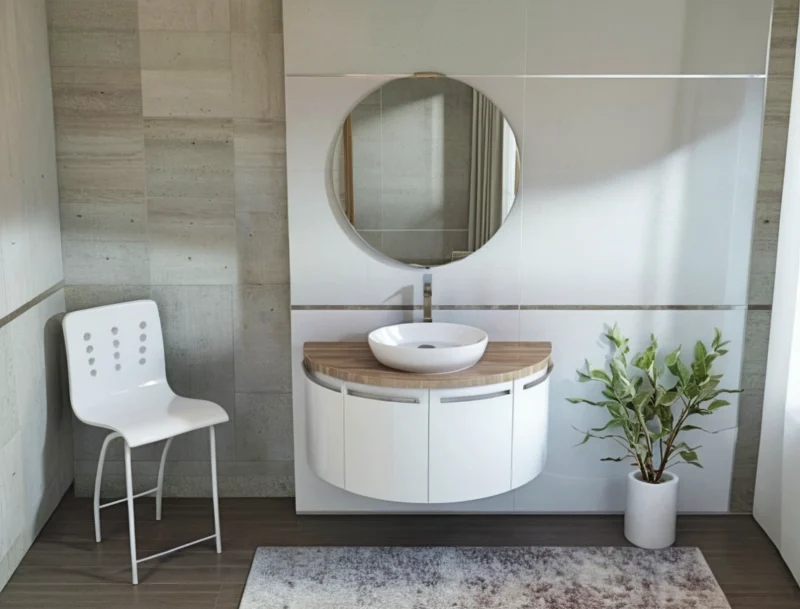 Arcom Bagno Curvo a Mezzaluna L.110 cm per Lavabo Appoggio - immagine 3