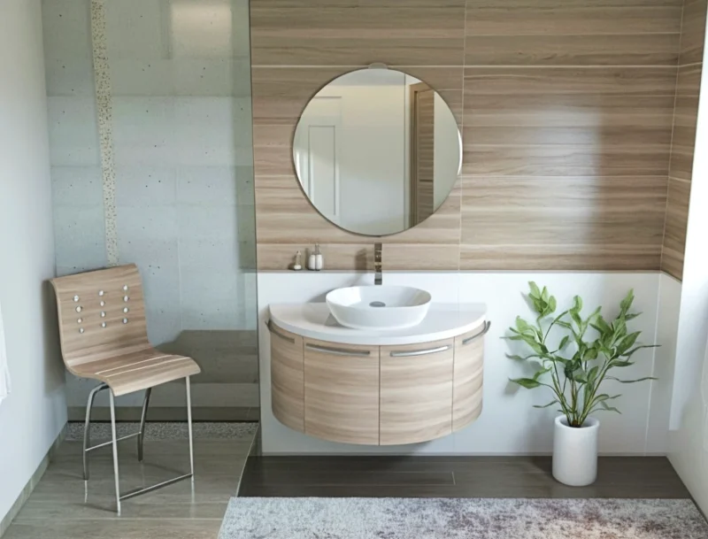 Arcom Bagno Curvo a Mezzaluna L.110 cm per Lavabo Appoggio - immagine 2