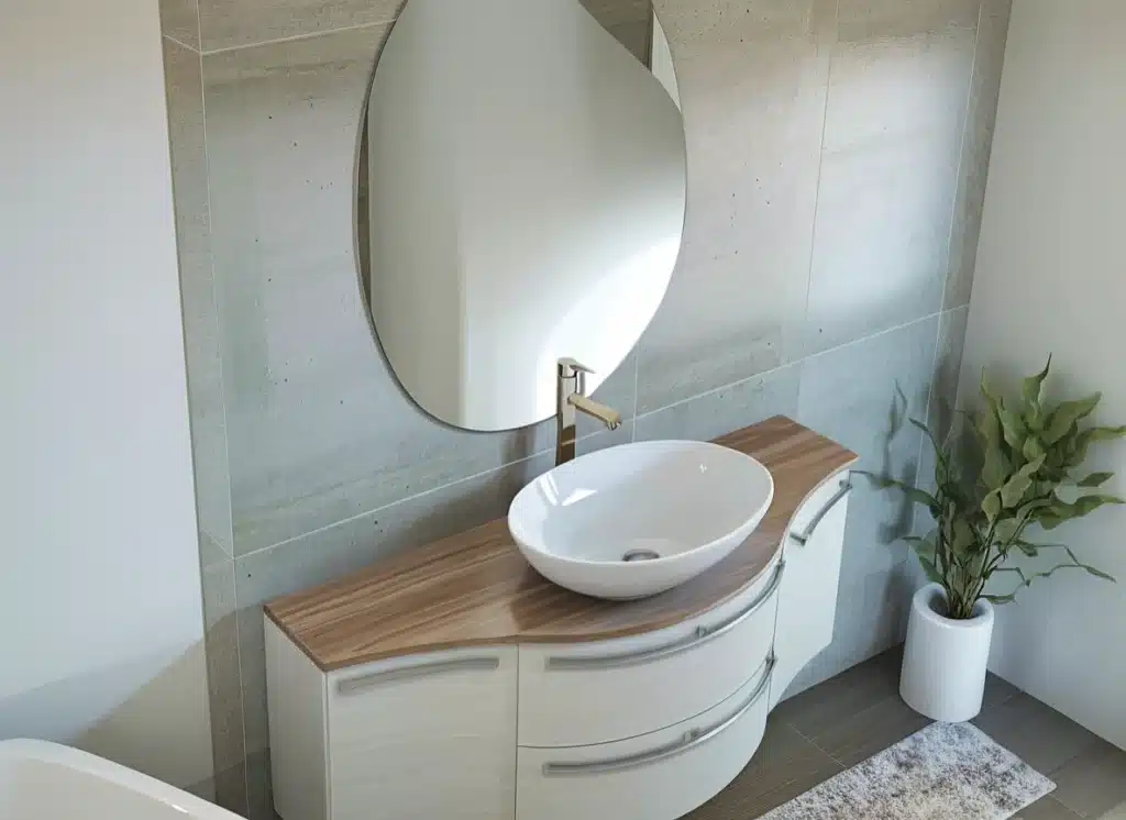Arcom Mobile Bagno Curvo L.141 - Piano HPL Design Moderno - foto 2