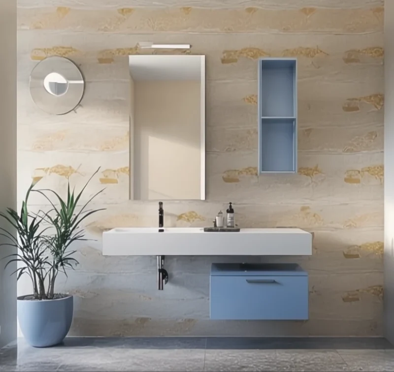 Compab Mobile con Piano Mensola Lavabo Integrato L.121 cm