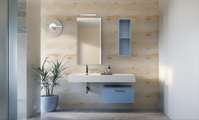 Compab Mobile con Piano Mensola Lavabo Integrato L.121 cm - immagine 3