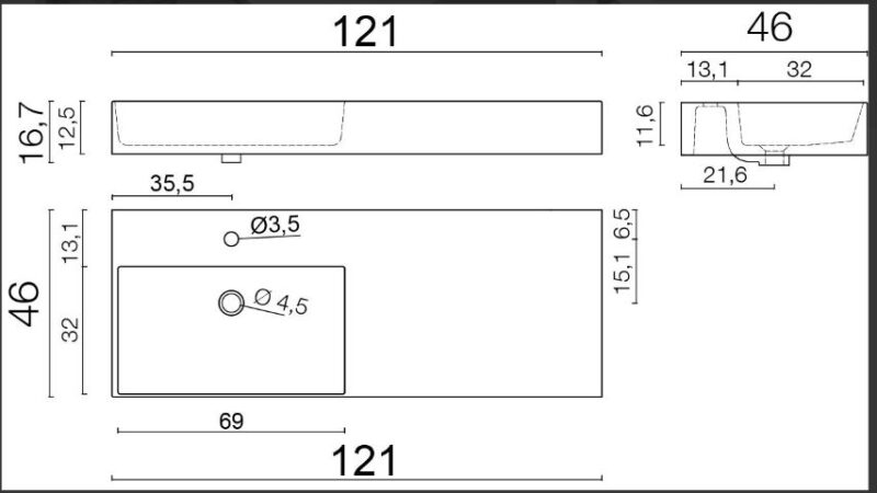 Compab Mobile con Piano Mensola Lavabo Integrato L.121 cm - immagine 4