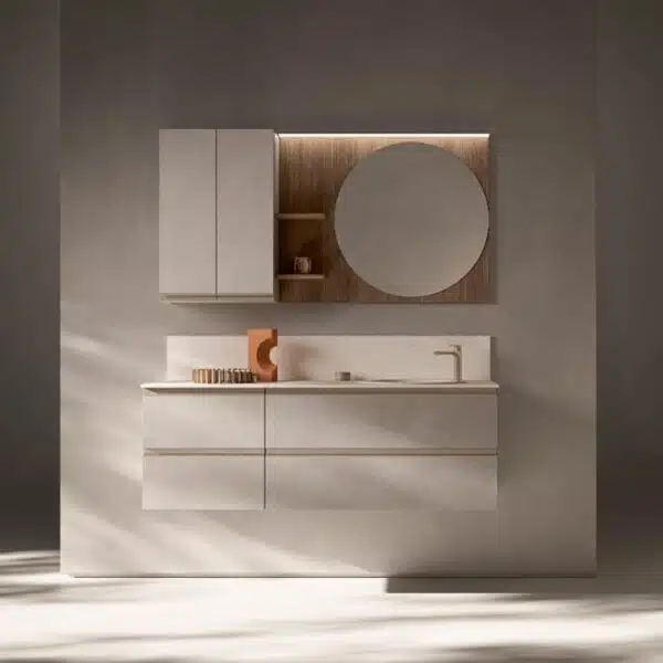 Mobile Bagno Sospeso Compab IP04 - vista frontale, design minimalista, arredo bagno moderno